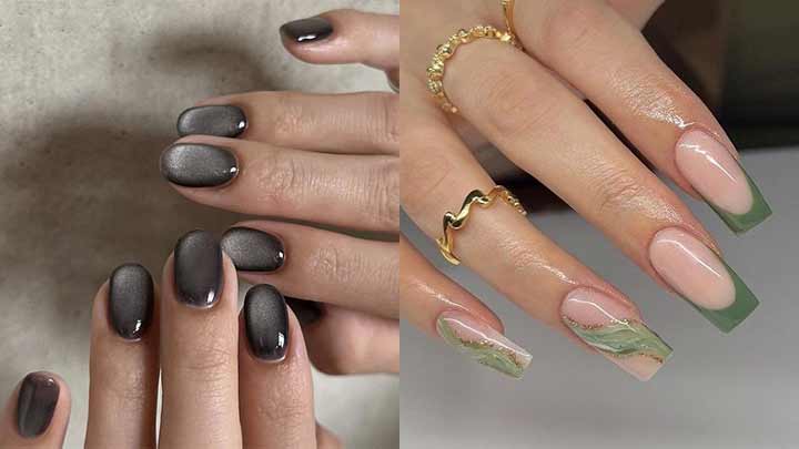 دیزاین ناخن ترند با لاک ژل رنگ مشکی دیزاین ناخن ترند با لاک ژل رنگ مشکی