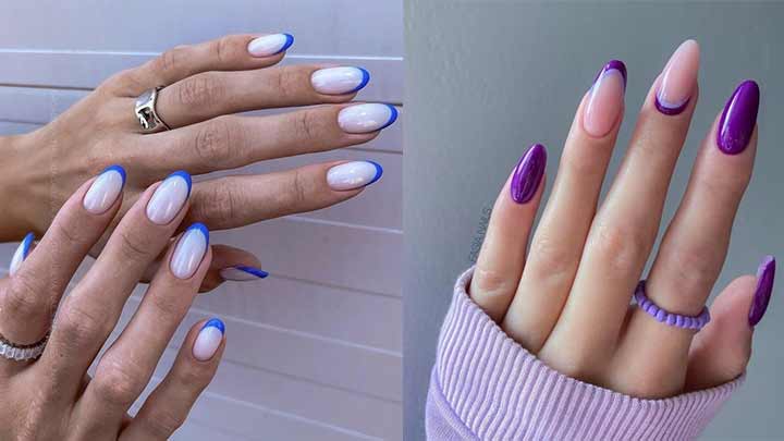 دیزاین ناخن بنفش و آبی دیزاین ناخن بنفش و آبی