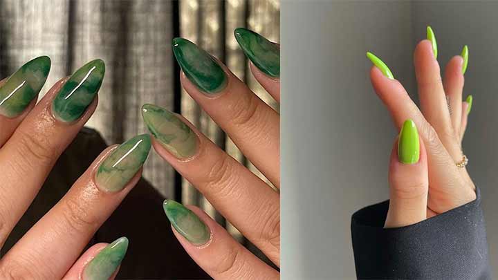 طراحی ناخن با لاک ژل سبز