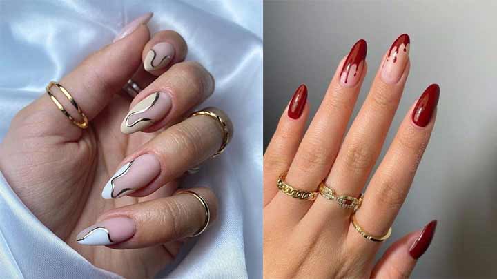 دیزاین ناخن با لاک ژل زرشکی