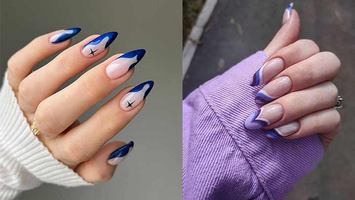 دیزاین ناخن با لاک ژل آبی دیزاین ناخن با لاک ژل آبی