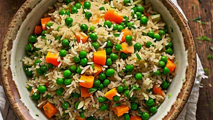 مراحل تهیه قاطی پلو با قارچ و نخود فرنگی مراحل تهیه قاطی پلو با قارچ و نخود فرنگی