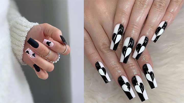 طرح ناخن شطرنجی مشکی سفید طرح ناخن شطرنجی مشکی سفید