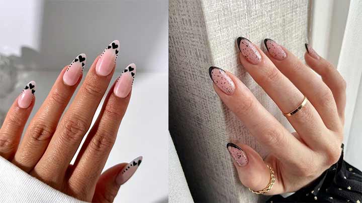طراحی ناخن مشکی خال خالی طراحی ناخن مشکی خال خالی