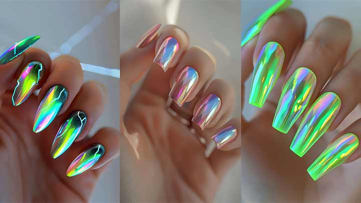 ناخن کروم رنگ سبز ناخن کروم رنگ سبز