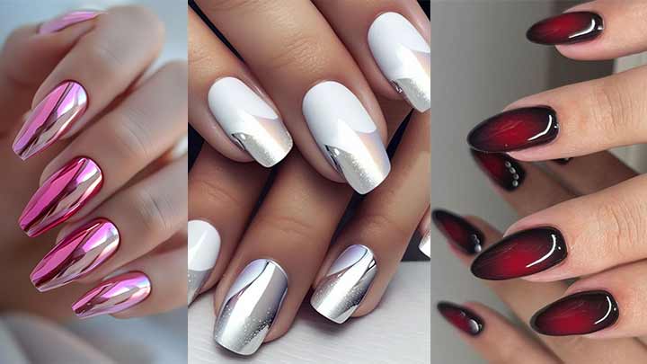 ناخن کروم رنگ سفید ناخن کروم رنگ سفید