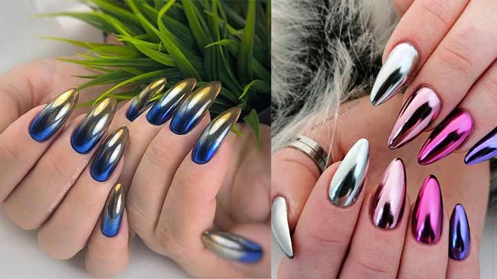 دیزاین ناخن جذاب و با کلاس با لاک کروم دیزاین ناخن جذاب و با کلاس با لاک کروم