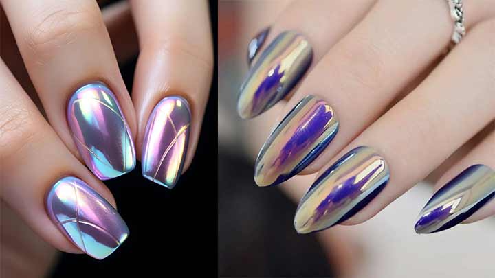 طراحی ناخن هفت رنگ کروم طراحی ناخن هفت رنگ کروم