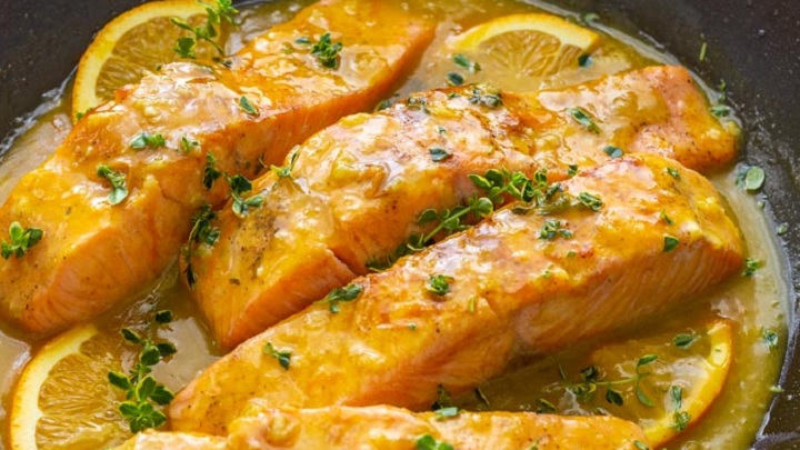 دستور پخت ماهی سالمون با سس پرتقال