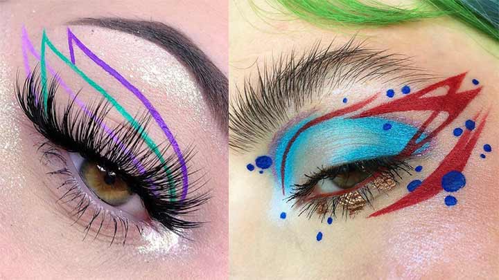 نحوه کشیدن خط چشم چند رنگ