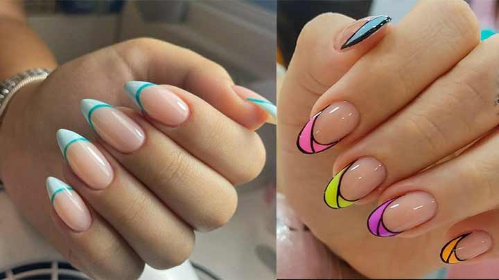 مدل کاشت ناخن فرنچ رنگی جدید مدل کاشت ناخن فرنچ رنگی جدید