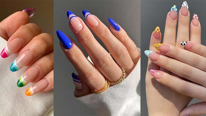ناخن مدل فرنچ رنگی آبی ناخن مدل فرنچ رنگی آبی