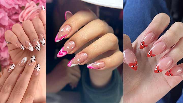 مدل کاشت ناخن فرنچ رنگی قلبی مدل کاشت ناخن فرنچ رنگی قلبی