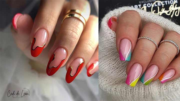 مدل ناخن فرنچ رنگی دخترانه مدل ناخن فرنچ رنگی دخترانه