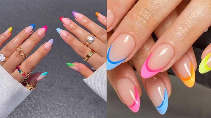طرح فرنچ رنگی ناخن مخملی طرح فرنچ رنگی ناخن مخملی