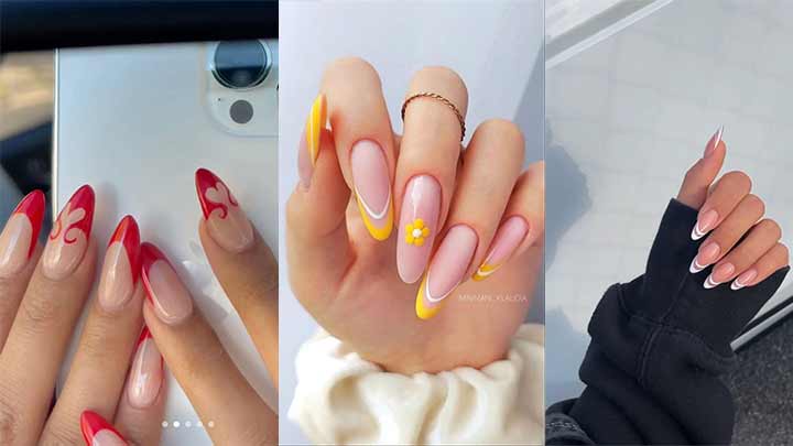 طراحی ناخن فرنچ رنگی با گل شکوفه طراحی ناخن فرنچ رنگی با گل شکوفه