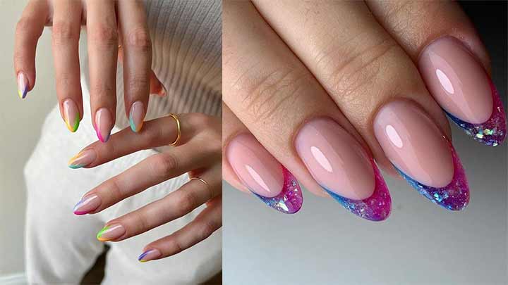 شیک ترین طراحی ناخن فرنچ رنگی