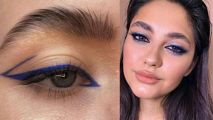 استفاده از رنگ آبی برای کشیدن خط چشم