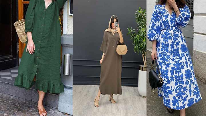 استایل با پیراهن طرحدار و بلند استایل با پیراهن طرحدار و بلند