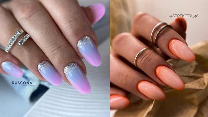 ناخن آمبره رنگ نارنجی ناخن آمبره رنگ نارنجی