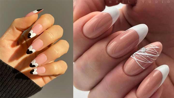 فرنچ ناخن با لاک سفید فرنچ ناخن با لاک سفید