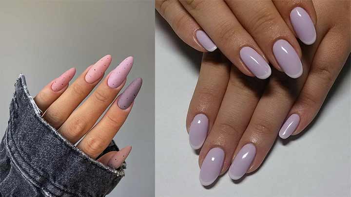 طراحی ناخن با رنگ یاسی