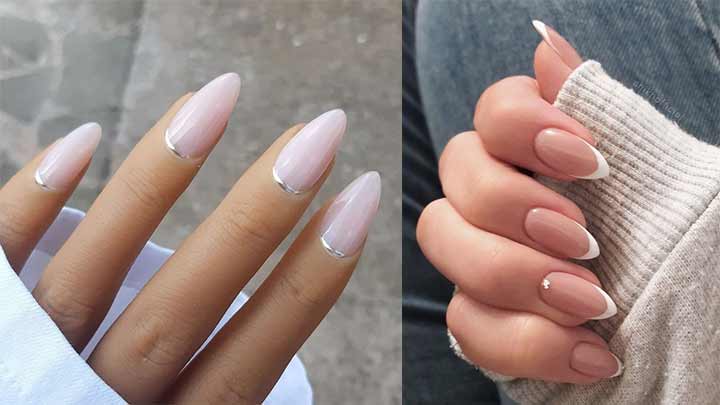 طراحی ناخن فرنچ با رنگ نود صورتی کمرنگ