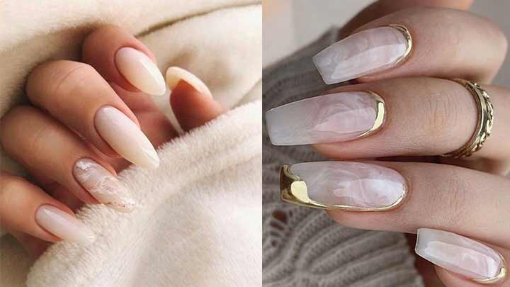 دیزاین ناخن یخی طلایی