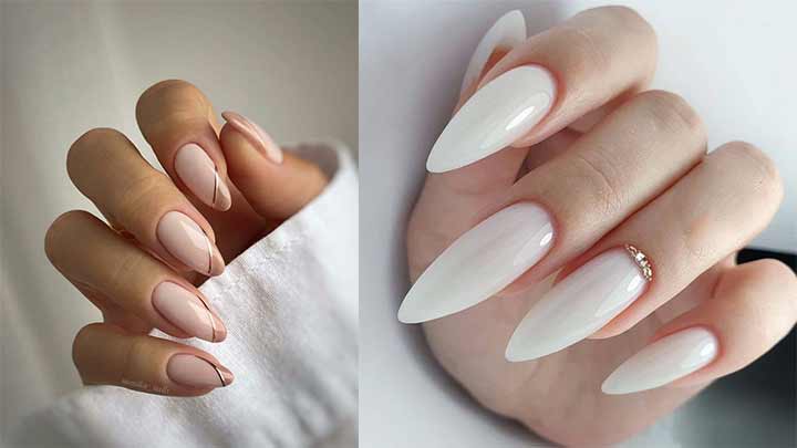 دیزاین ناخن با رنگ سفید و آجری
