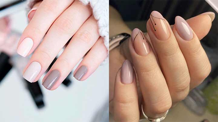 دیزاین ناخن با رنگ‌های نود ترکیبی