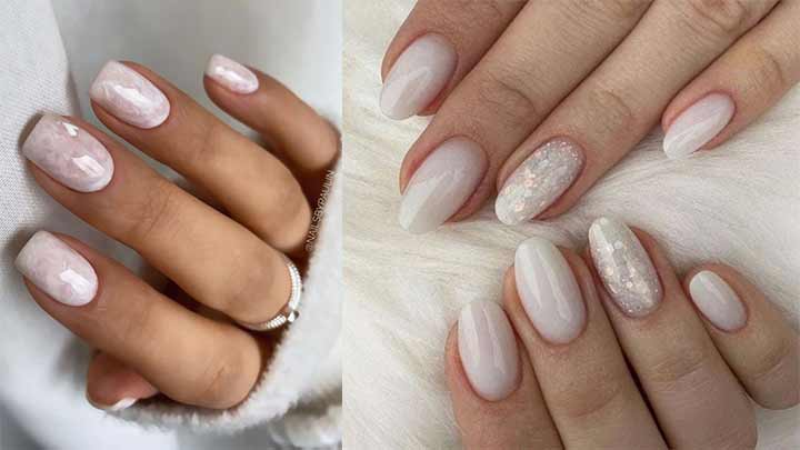 طراحی یخی ناخن با رنگ نود