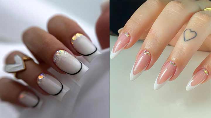 فرنچ سفید طلایی ناخن فرنچ سفید طلایی ناخن