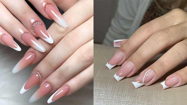 فرنچ ناخن بیبی بومر سفید فرنچ ناخن بیبی بومر سفید