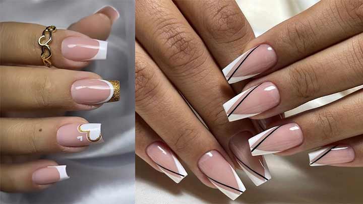 فرنچ ناخن سفید و مشکی فرنچ ناخن سفید و مشکی