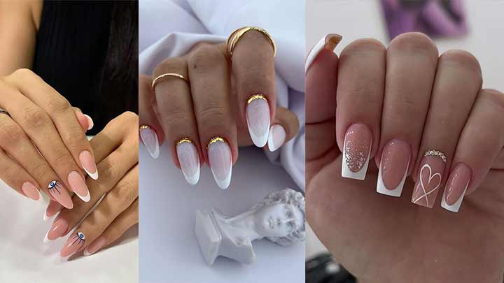 ناخن شاین با طرح فرنچ سفید و جذاب ناخن شاین با طرح فرنچ سفید و جذاب