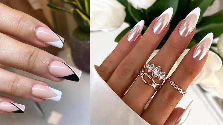 فرنچ ظریف سفید ساده و زیبا فرنچ ظریف سفید ساده و زیبا