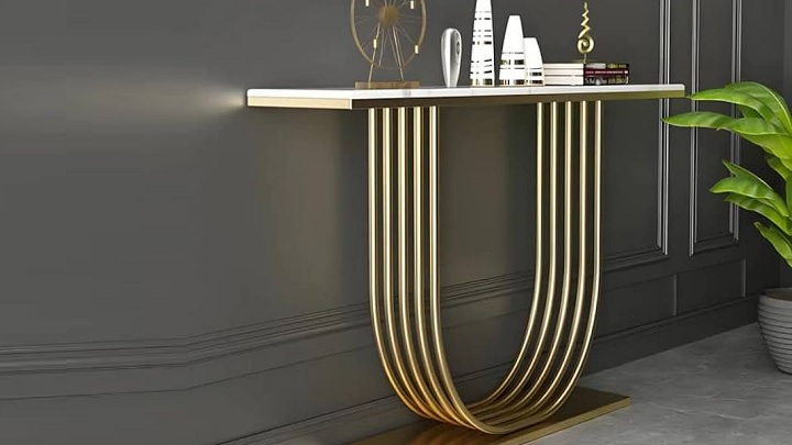 میز کنسول فلزی با طرح نیم دایره از مدل‌های جدید و ترند 1403