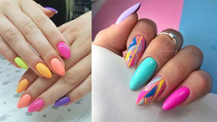 دیزاین ناخن با رنگهای جیغ دیزاین ناخن با رنگهای جیغ