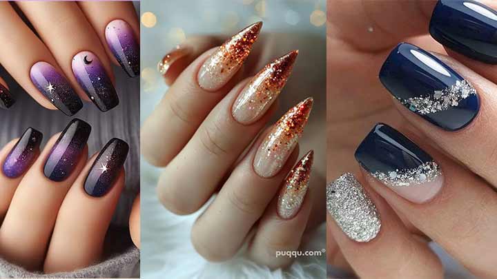 مدل ناخن شاین دار طلایی