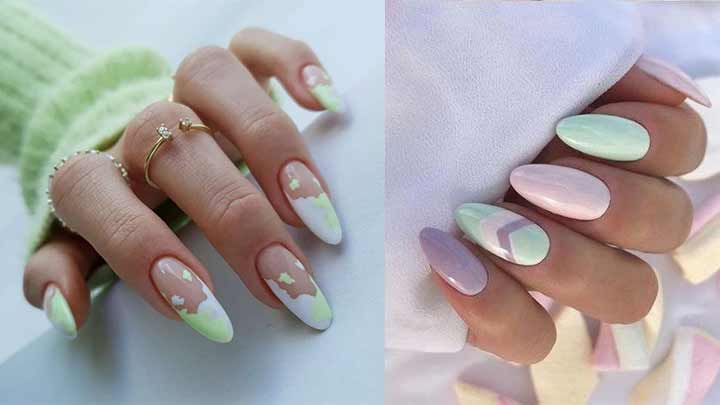 ناخن طرح پاستلی جذاب