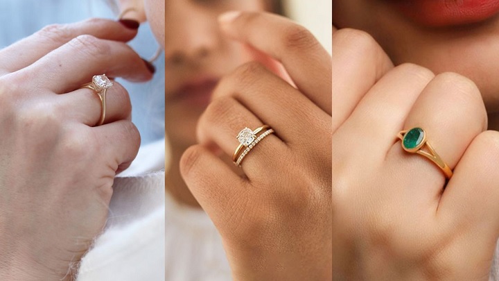 انگشتر طلا ساده و ظریف نگین دار