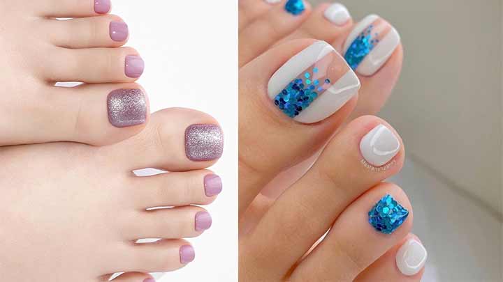 دیزاین ناخن پا شاین