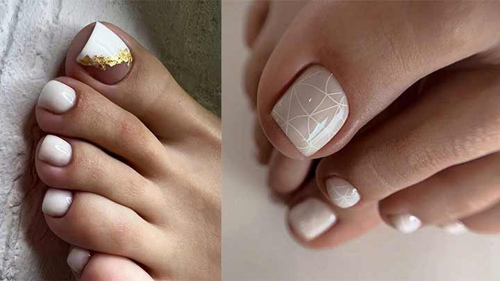 دیزاین ناخن پا ساده با رنگ نود