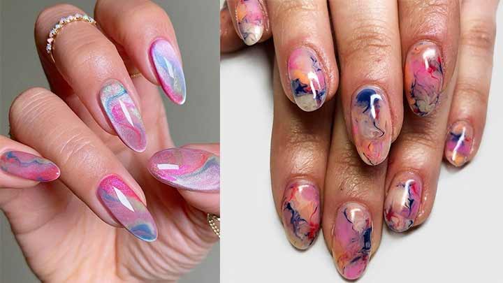 طرح ناخن مرمر آبرنگی طرح ناخن مرمر آبرنگی