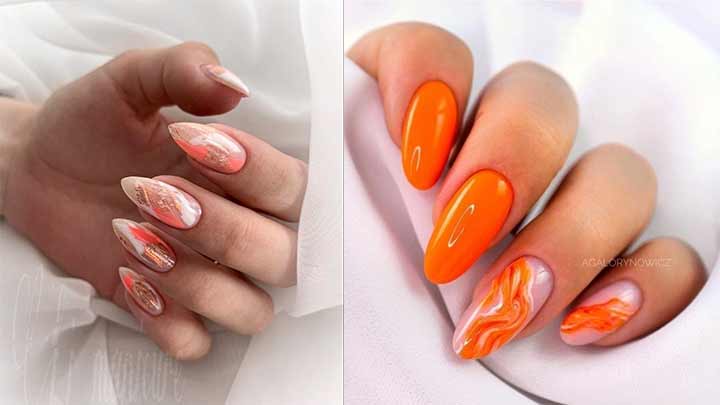 لاک ژل نارنجی برای طرح مرمر لاک ژل نارنجی برای طرح مرمر