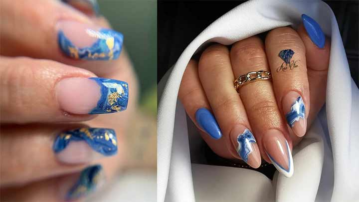 لاک ژل آبی و سفید برای طرح ماربل لاک ژل آبی و سفید برای طرح ماربل