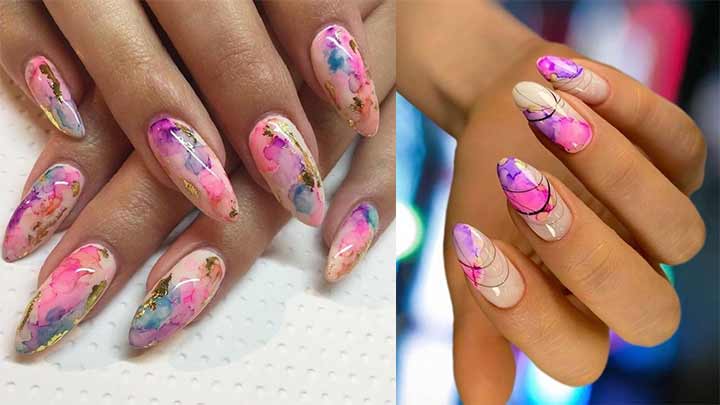 دیزاین ناخن مرمر به رنگ صورتی دیزاین ناخن مرمر به رنگ صورتی