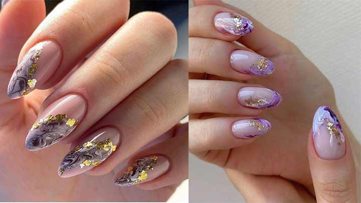 طرح ناخن مرمر با تکههای طلایی رنگ؛ شیک و خاص طرح ناخن مرمر با تکههای طلایی رنگ؛ شیک و خاص