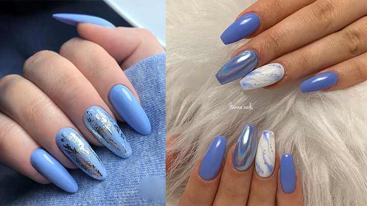 طرح ناخن مرمر رنگ آبی و سفید طرح ناخن مرمر رنگ آبی و سفید
