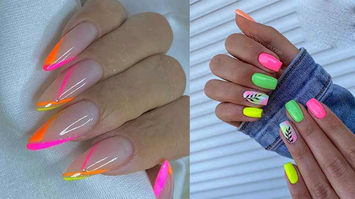 ناخن تابستانه رنگ جیغ فرنچ ناخن تابستانه رنگ جیغ فرنچ